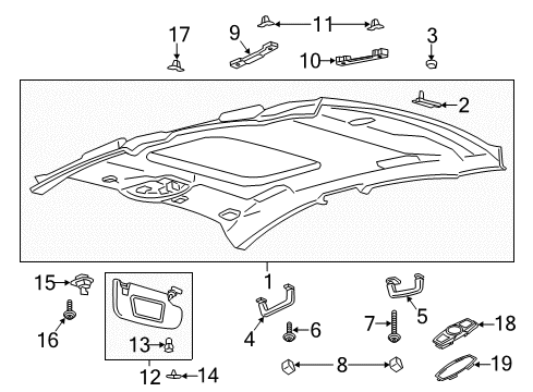 2020 Ford Fusion Interior Trim - Roof Diagram 1