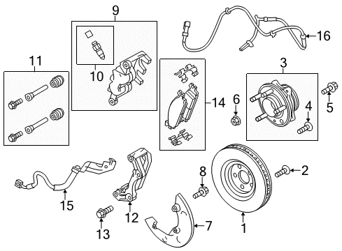 2019 Ford Police Interceptor Utility Front Brakes Diagram 1