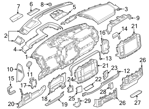 2023 Ford F-350 Super Duty Instrument Panel Components Diagram 1