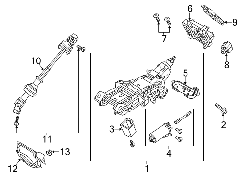 2019 Ford Police Interceptor Sedan Steering Column & Wheel, Steering Gear & Linkage Diagram 3