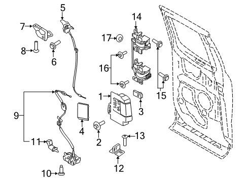 2020 Ford F-150 Rear Door - Lock & Hardware Diagram 3