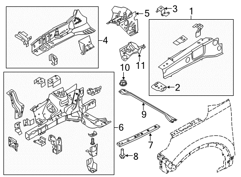 2019 Ford Police Interceptor Utility Structural Components & Rails Diagram