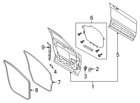 2020 Ford Police Interceptor Utility Weatherstrip Assembly - Door Opening Diagram for LB5Z-7820708-A