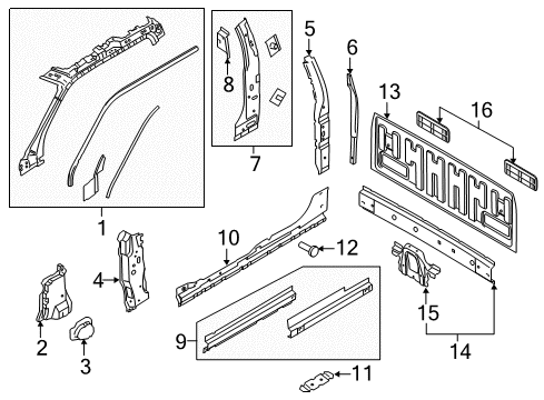 2020 Ford F-150 Back Panel, Hinge Pillar Diagram 4