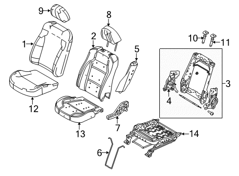 2019 Ford Police Interceptor Sedan Passenger Seat Components Diagram 1