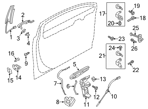 2020 Ford Fusion Front Door - Lock & Hardware Diagram