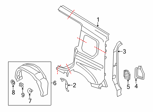 2022 Ford Transit Connect Side Panel & Components Diagram 1