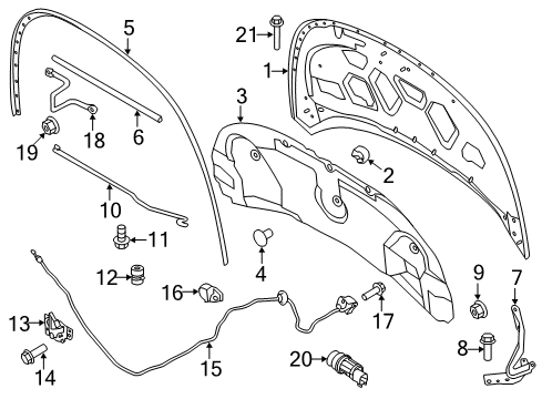 2019 Ford Police Interceptor Utility Hood & Components Diagram