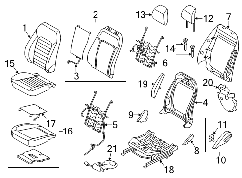 2020 Ford Police Responder Hybrid Front Seat Components Diagram 1