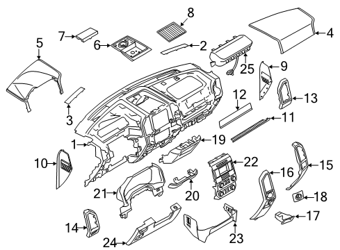 2021 Ford F-250 Super Duty Instrument Panel Components Diagram 1