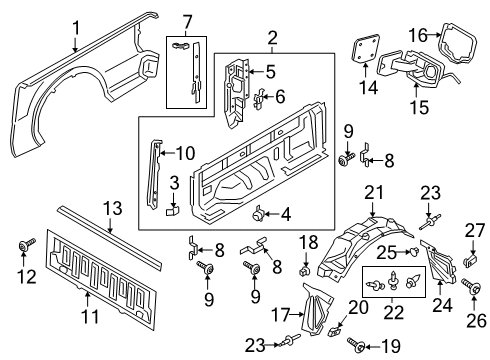 2023 Ford Ranger Front & Side Panels Diagram 1