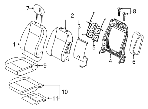 2021 Ford EcoSport Passenger Seat Components Diagram