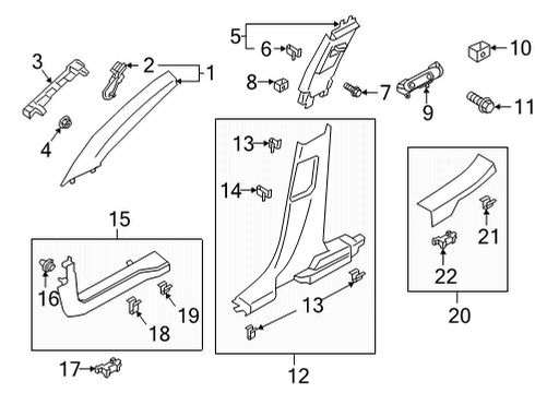 2022 Ford Bronco Sport Interior Trim - Pillars Diagram