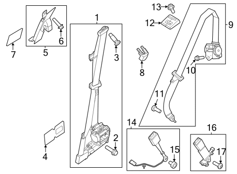 2024 Ford F-250 Super Duty Front Seat Belts Diagram 5