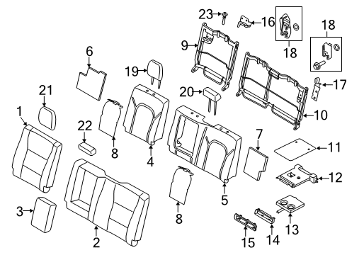 2021 Ford F-350 Super Duty Rear Seat Components Diagram 1