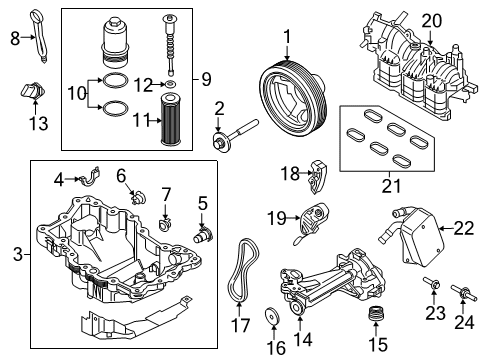 2020 Lincoln MKZ Engine Parts, Mounts, Cylinder Head & Valves, Camshaft & Timing, Variable Valve Timing, Oil Pan, Oil Pump, Balance Shafts, Crankshaft & Bearings, Pistons, Rings & Bearings Diagram 3