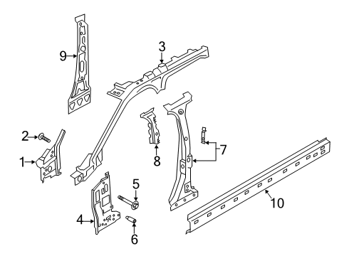 2022 Lincoln Aviator PILLAR - FRONT BODY Diagram for LC5Z-7802501-A