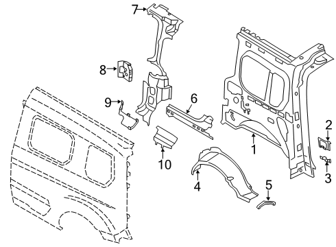 2022 Ford Transit Connect Inner Structure - Side Panel Diagram 8