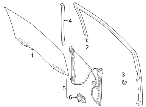 2024 Ford F-350 Super Duty Glass - Front Door Diagram