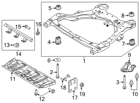 2019 Ford Police Interceptor Utility Crossmembers & Components - Front Diagram 1