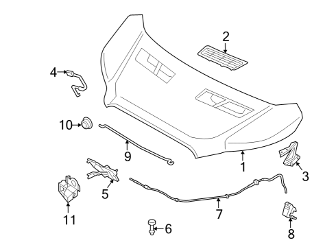 2022 Ford E-Transit Hood & Components Diagram