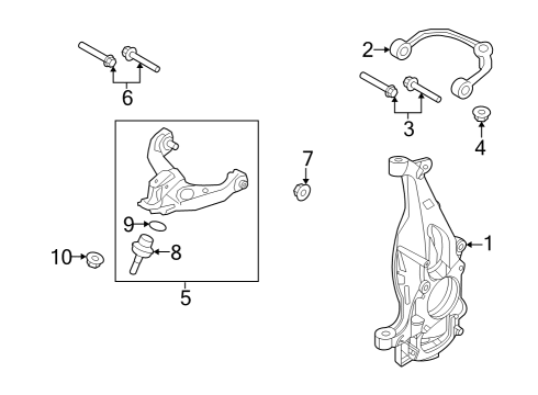 2023 Ford F-150 Lightning KNUCKLE - FRONT WHEEL Diagram for NL3Z-3K186-B