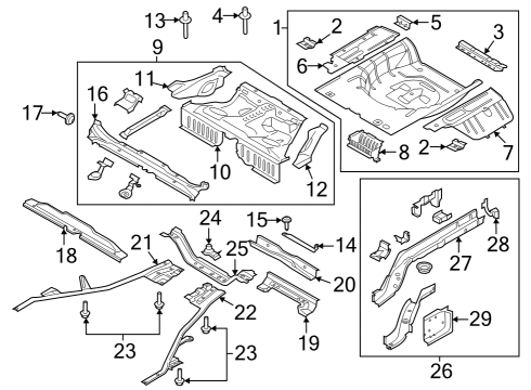 2024 Ford Mustang Rear Floor & Rails Diagram 1