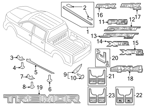 2022 Ford F-150 Decal Diagram for ML3Z-9925622-G