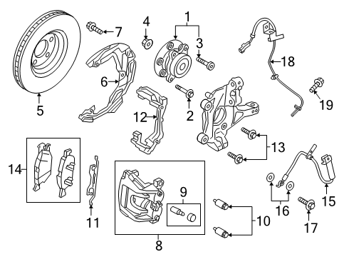 2023 Lincoln Nautilus CALIPER ASY - BRAKE - LESS PAD Diagram for M2GZ-2B120-B