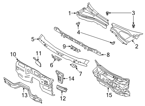 2021 Ford Explorer PANEL ASY - COWL TOP - OUTER Diagram for LB5Z-7802012-A