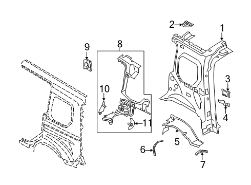 2020 Ford Transit Connect Inner Structure - Side Panel Diagram 1