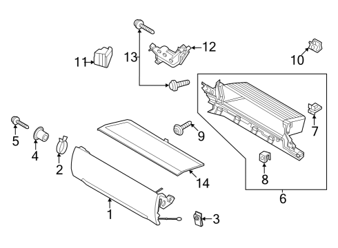 2022 Ford F-150 Lightning COMPARTMENT - GLOVE - CO-DRIVE Diagram for NL3Z-78519C36-AA