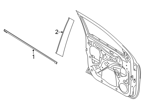 2020 Ford Ranger Exterior Trim - Front Door Diagram 1