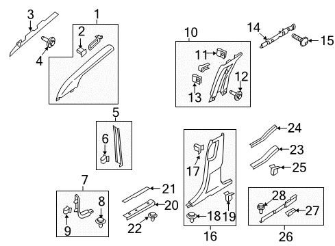 2016 Lincoln MKX TRIM - "B" PILLAR Diagram for FA1Z-5824346-AQ