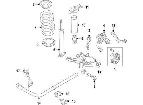 2021 Ford Edge Rear Suspension Components, Lower Control Arm, Upper Control Arm, Stabilizer Bar Diagram 5