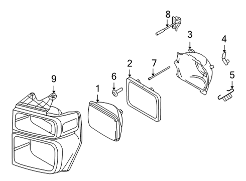 2023 Ford E-350/E-350 Super Duty Headlamp Components Diagram 2