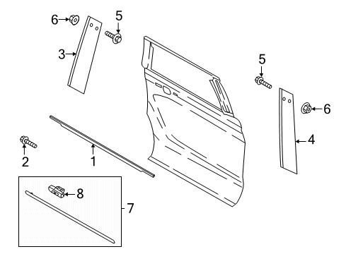 2022 Lincoln Navigator Exterior Trim - Rear Door Diagram