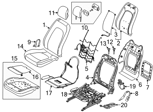 2020 Lincoln MKZ Front Seat Components Diagram 1