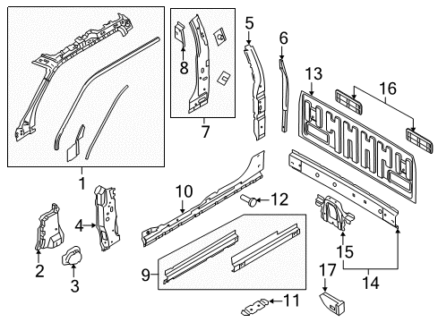 2020 Ford F-250 Super Duty Back Panel, Hinge Pillar Diagram 3