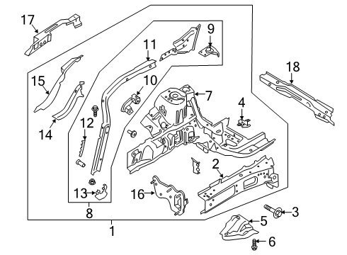 2021 Ford Escape Structural Components & Rails Diagram