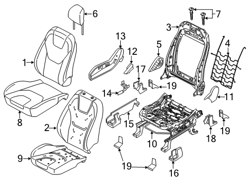 2024 Ford Edge Passenger Seat Components Diagram 1