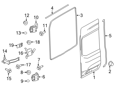 2020 Ford Transit Back Door - Door & Components Diagram 1