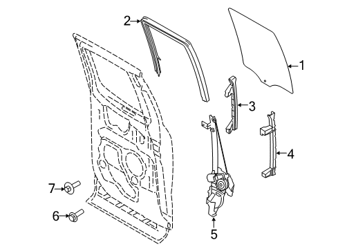 2020 Ford F-150 Rear Door - Glass & Hardware Diagram 5