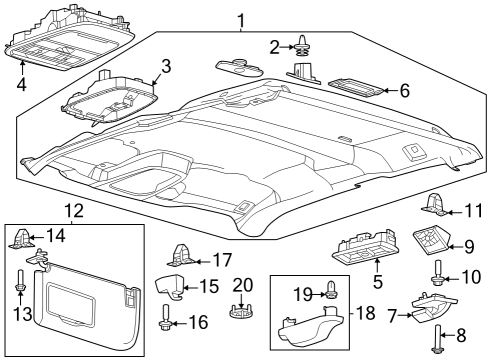 2023 Ford F-350 Super Duty PANEL - ROOF TRIM - CENTRE Diagram for PC3Z-2851968-BB