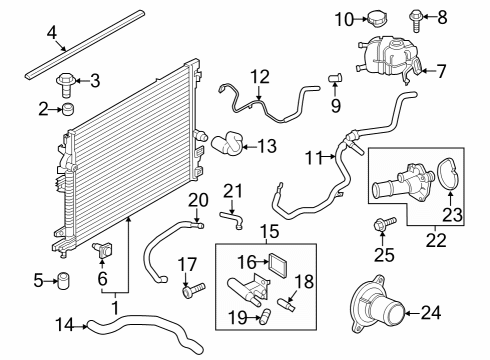 2020 Ford Edge Radiator & Components Diagram 1