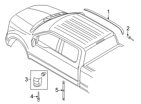 2021 Ford F-250 Super Duty Exterior Trim - Cab Diagram 3