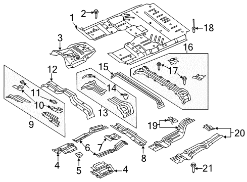 2021 Ford Expedition Floor & Rails Diagram