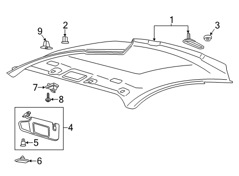 2022 Ford Mustang Interior Trim - Roof Diagram 2