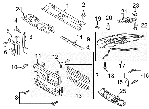 2021 Ford Mustang Splash Shields Diagram 1