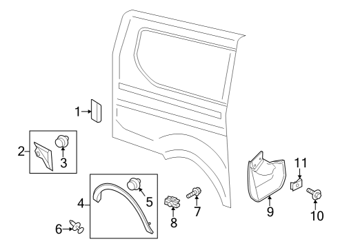 2023 Ford E-Transit Exterior Trim - Side Panel Diagram 1